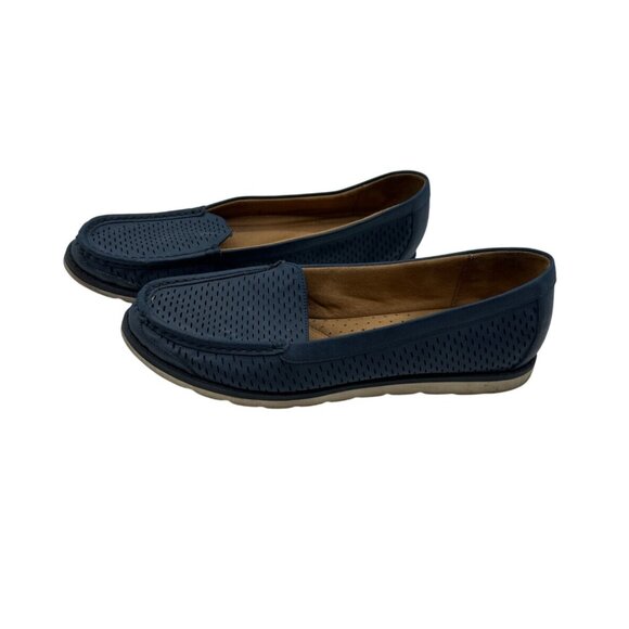Naturalizer Size 10M Stylist Comfortable Perforated Blue Leather Loafers - Picture 4 of 7